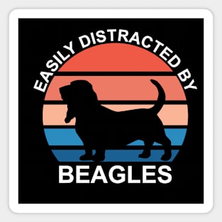 Easily Distracted By Beagles - White Text Magnet